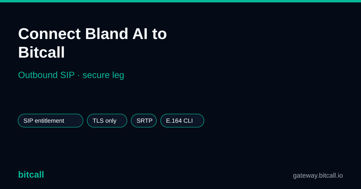 Connect Bland AI to Bitcall (Outbound SIP Trunk)