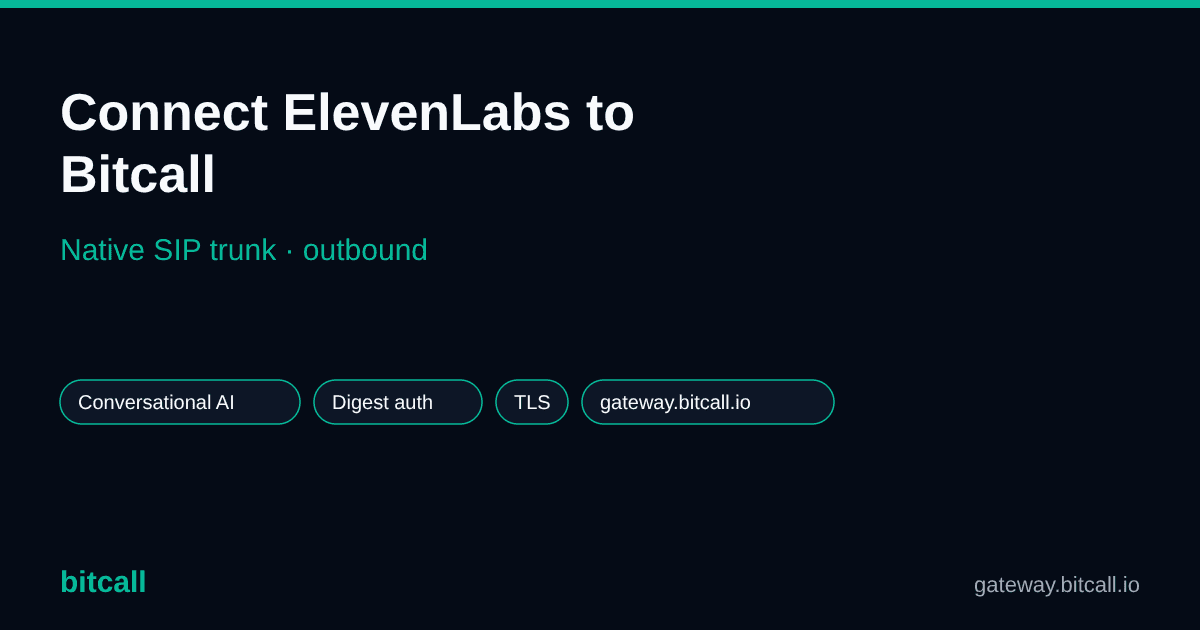 Connect ElevenLabs to Bitcall (Outbound SIP Trunk)